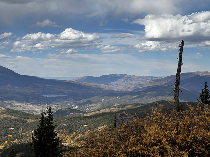 Summit County panorama with Dillon Reservoir from Bald Mountain