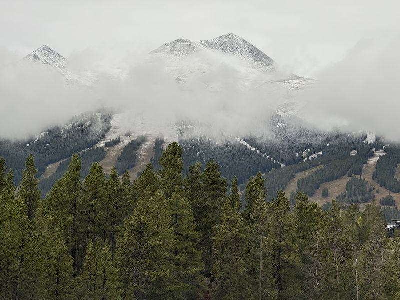 Ten Mile Range peaks shrouded in clouds